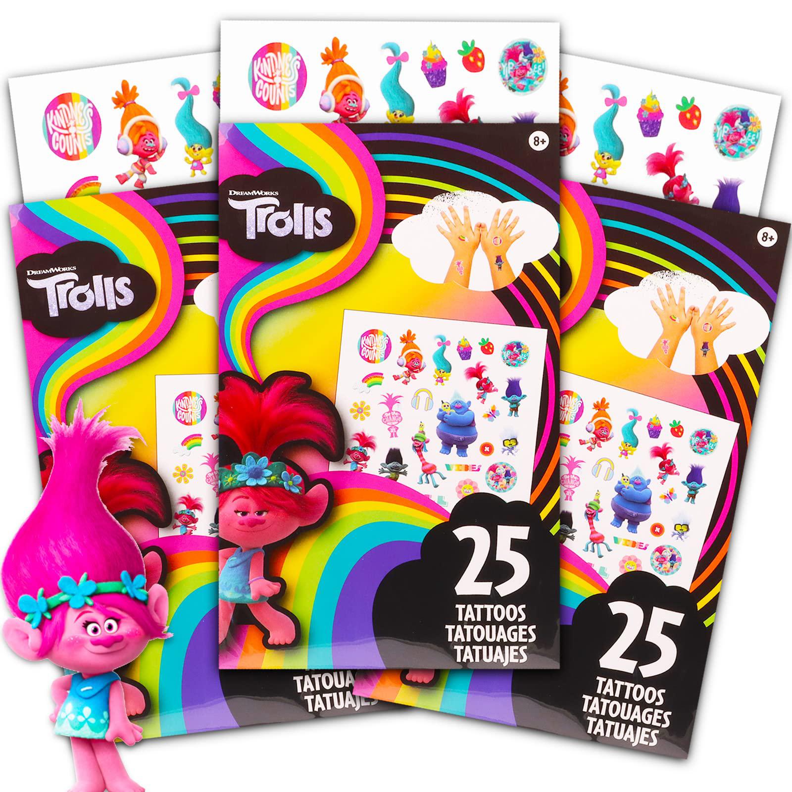 Dreamworks dreamworks studios trolls temporary tattoos party favor pack