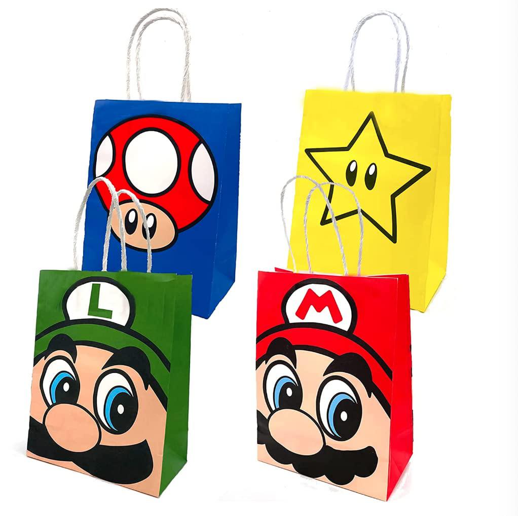 busydo 24pcs mario theme party gift bag kids birthday party video game  treat candy bags
