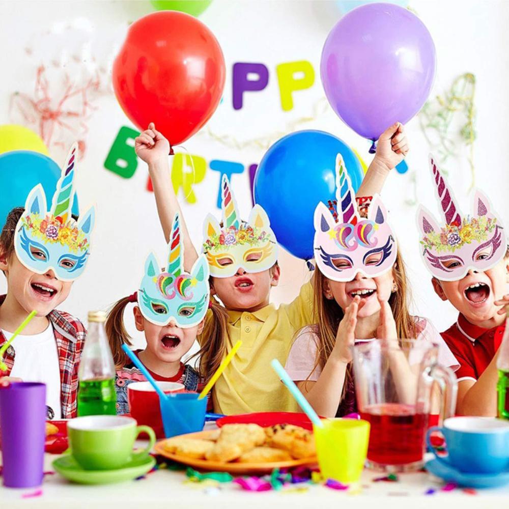 Zkptops 24pcs unicorn birthday party favors unicorn masks for girls kids goodie bag stuffers unicorn paper masks unicorn theme party 