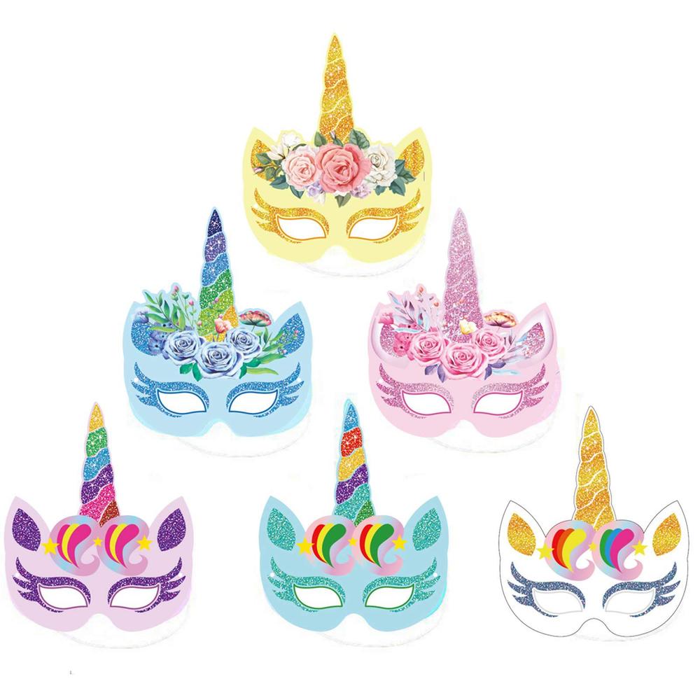 Zkptops 24pcs unicorn birthday party favors unicorn masks for girls kids goodie bag stuffers unicorn paper masks unicorn theme party 