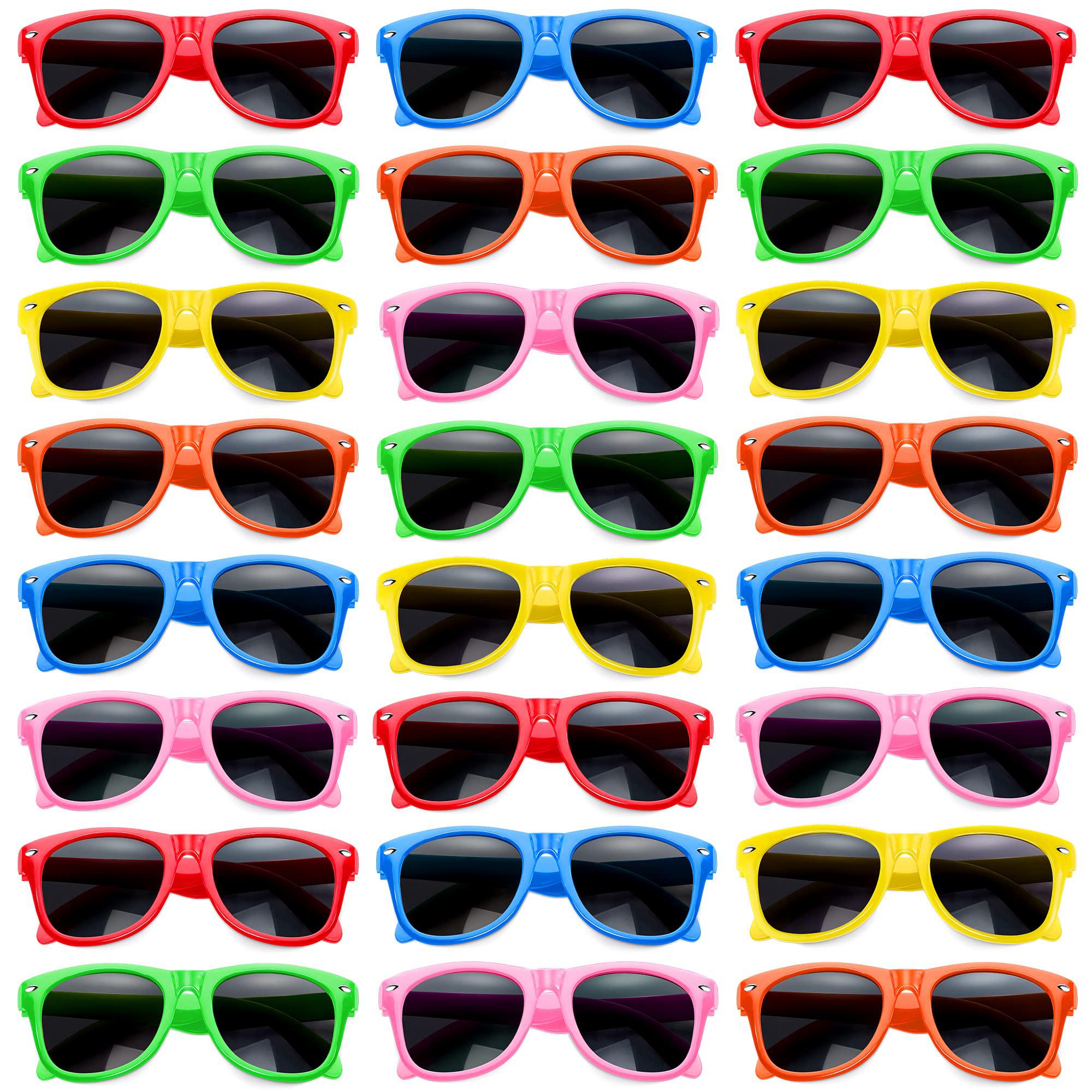 ginmic kids sunglasses bulk , 24 pack kids sunglasses party favors, neon sunglasses for kids,boys and girls, great gift for b