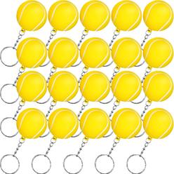 Blulu 20 pack tennis ball yellow keychains for party favors, school carnival reward, party bag gift fillers (tennis ball keychains,