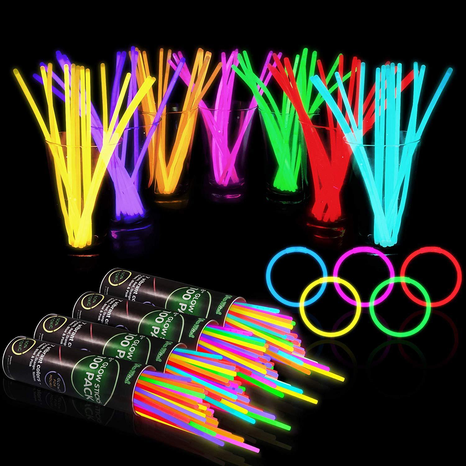 Glow Mind 400 ultra bright glow sticks bracelets and necklaces - halloween  glow in the dark party supplies decorations - bulk 8 glowst