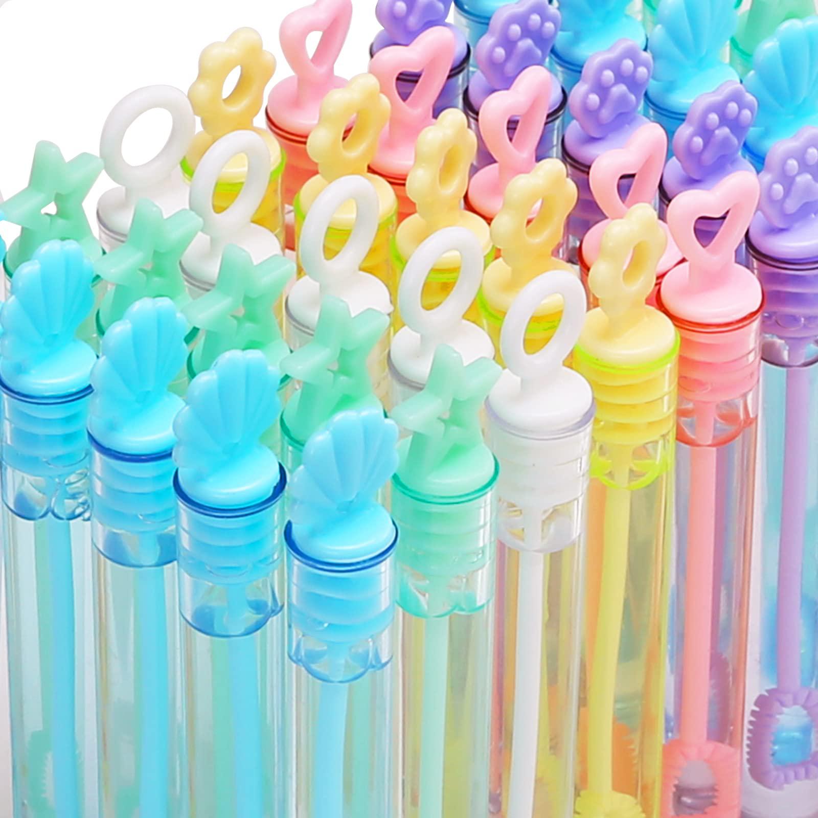 MAPIXO 30 pack mini bubble wands(6 style, 6 colors), bulk bubble party favors, goody bags for kid, great summer outdoor indoor toys 