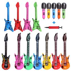 BAUTTFTREE inflatable guitar kids party prop set 16 pieces inflatable rock star toy set - 11 inflatable guitar, 5 microphones for kids b