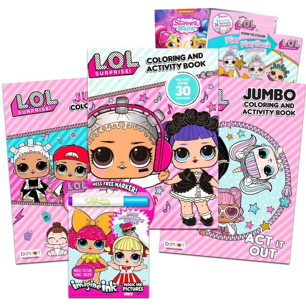 l o l dolls coloring and activity books set for girls kids toddlers ~ 6 pack bundle ~ 3 lol coloring books, 1 mess-free game 