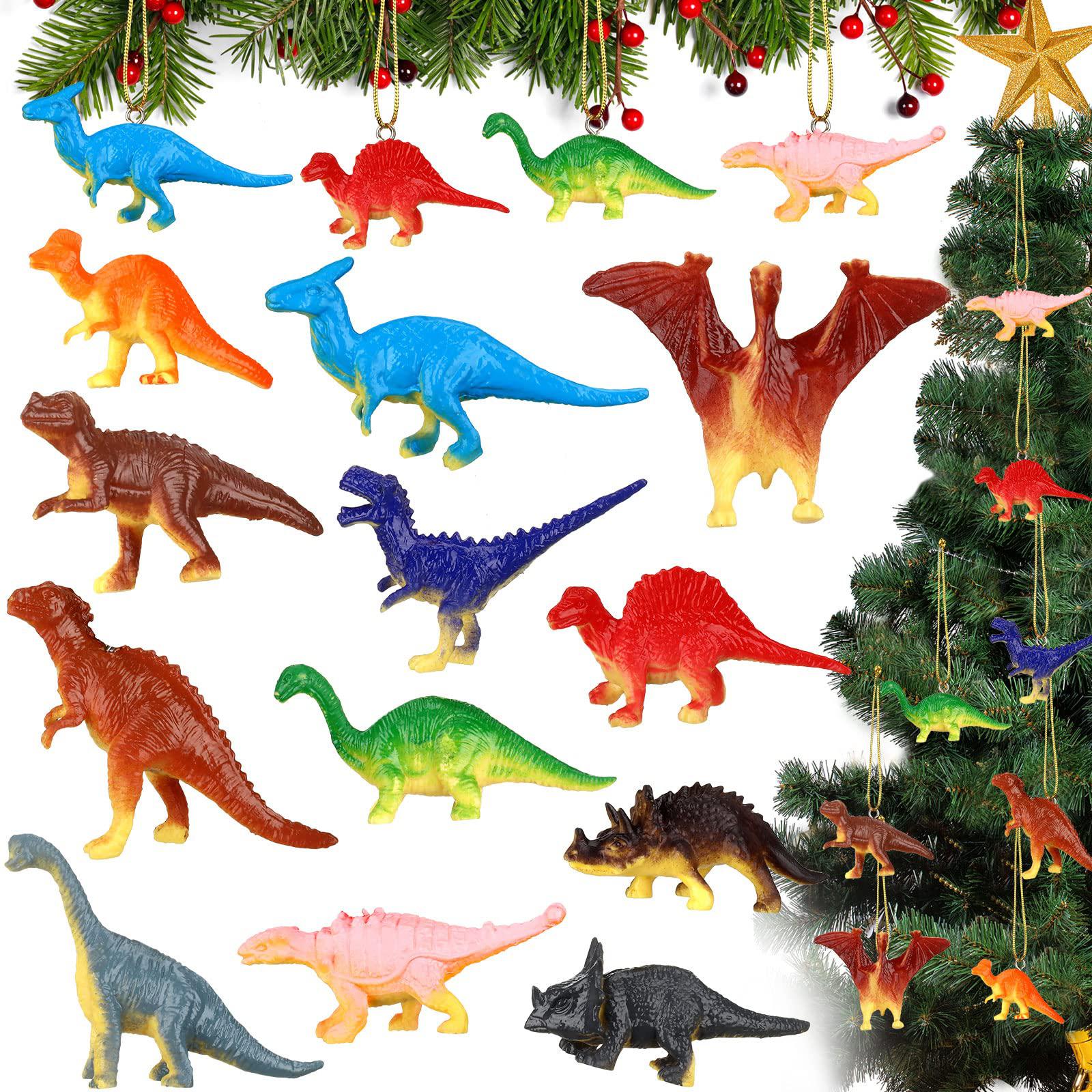 libima 12 pieces dinosaur christmas ornament set dinosaur figures hanging ornament plastic dinosaur ornament for christmas tr