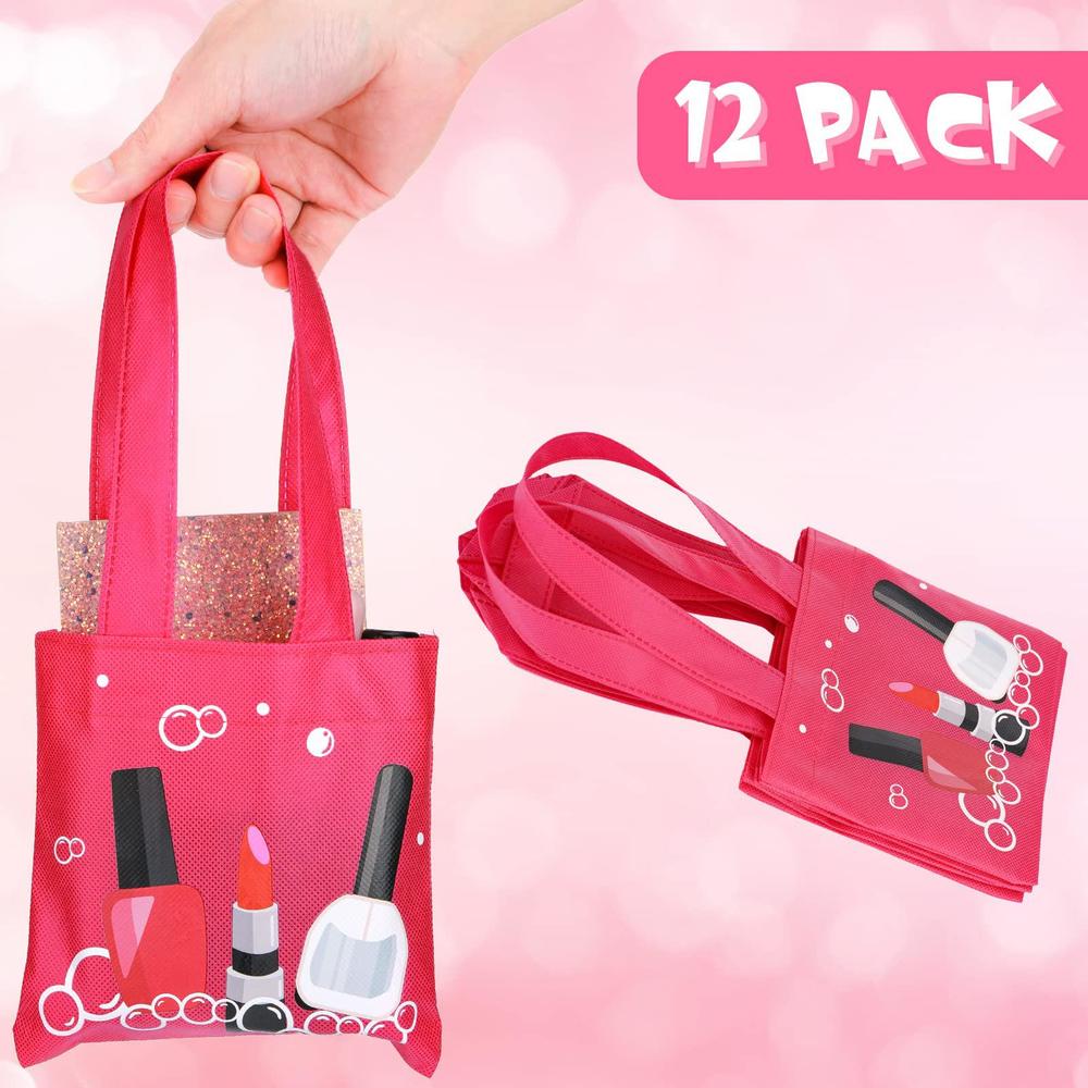 clysee 12 pcs mini spa party tote spa party supplies for girls reusable mini tote bags with handles birthday party kids' part