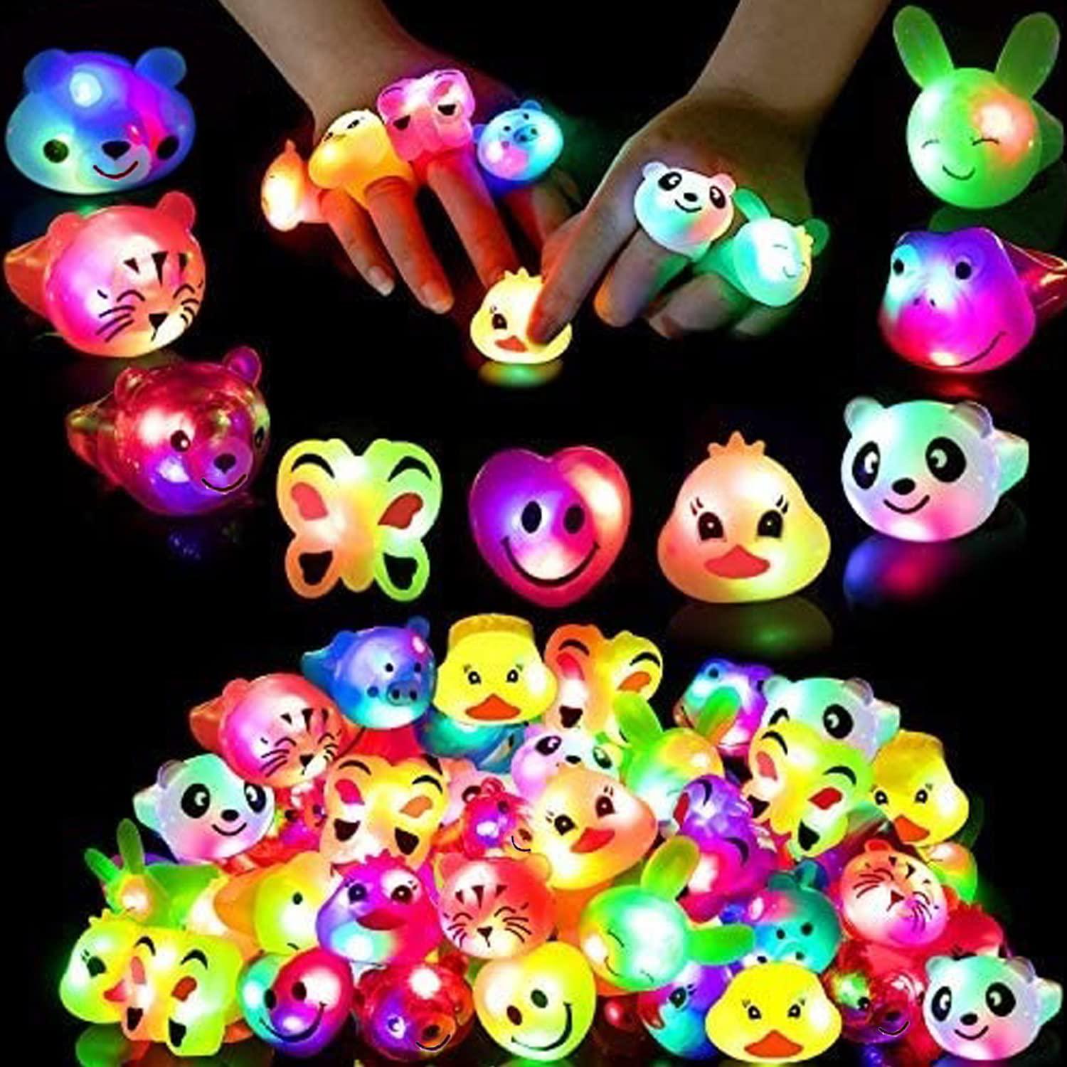 guolz 25 pack light up rings party favors toy for kids 4-8, birthday bag fillers treasure box toys carnival prizes