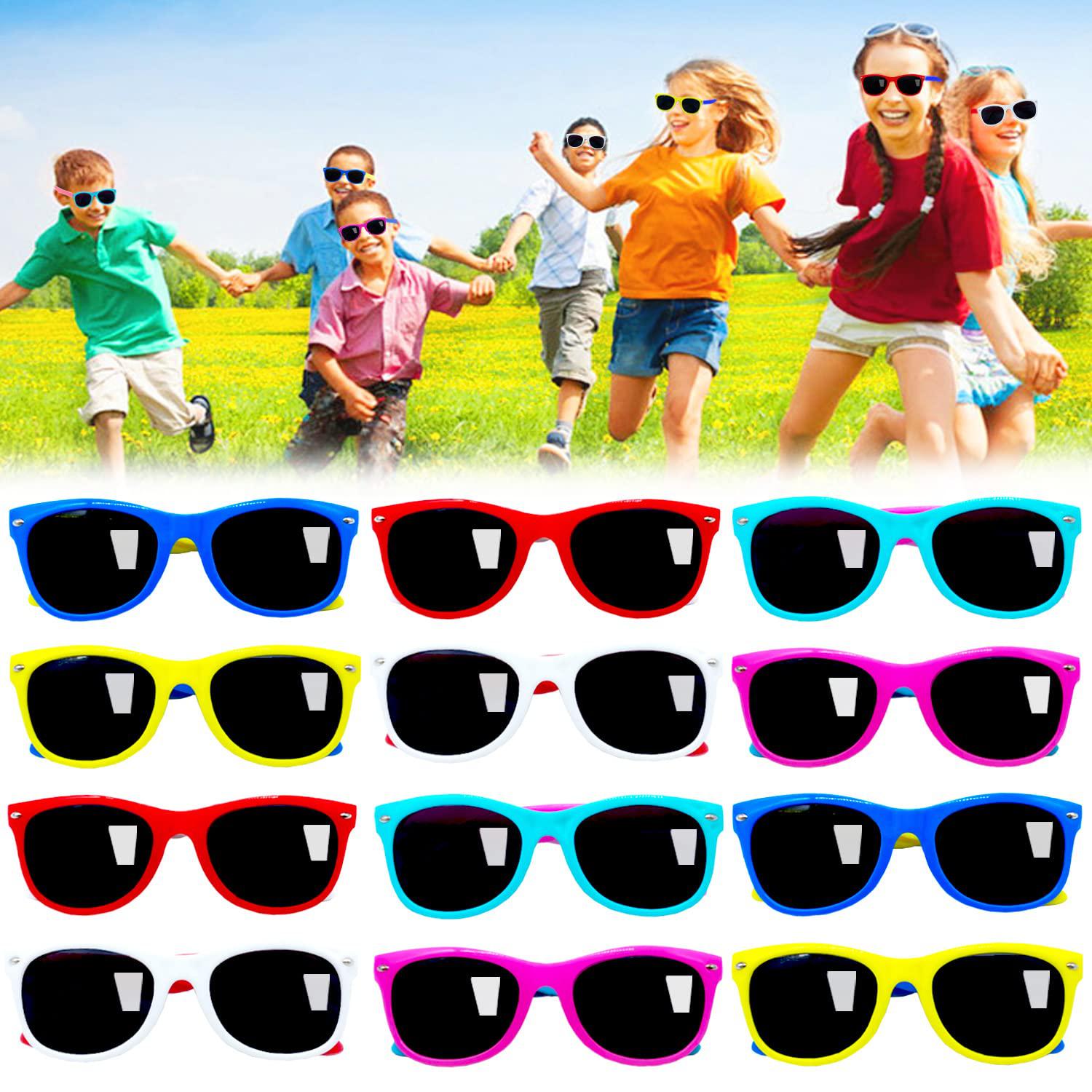 Baaxxango kids sunglasses party favors,neon sunglasses for kids,sunglasses bulk for boys and girls beach,birthday party supplies,pool p