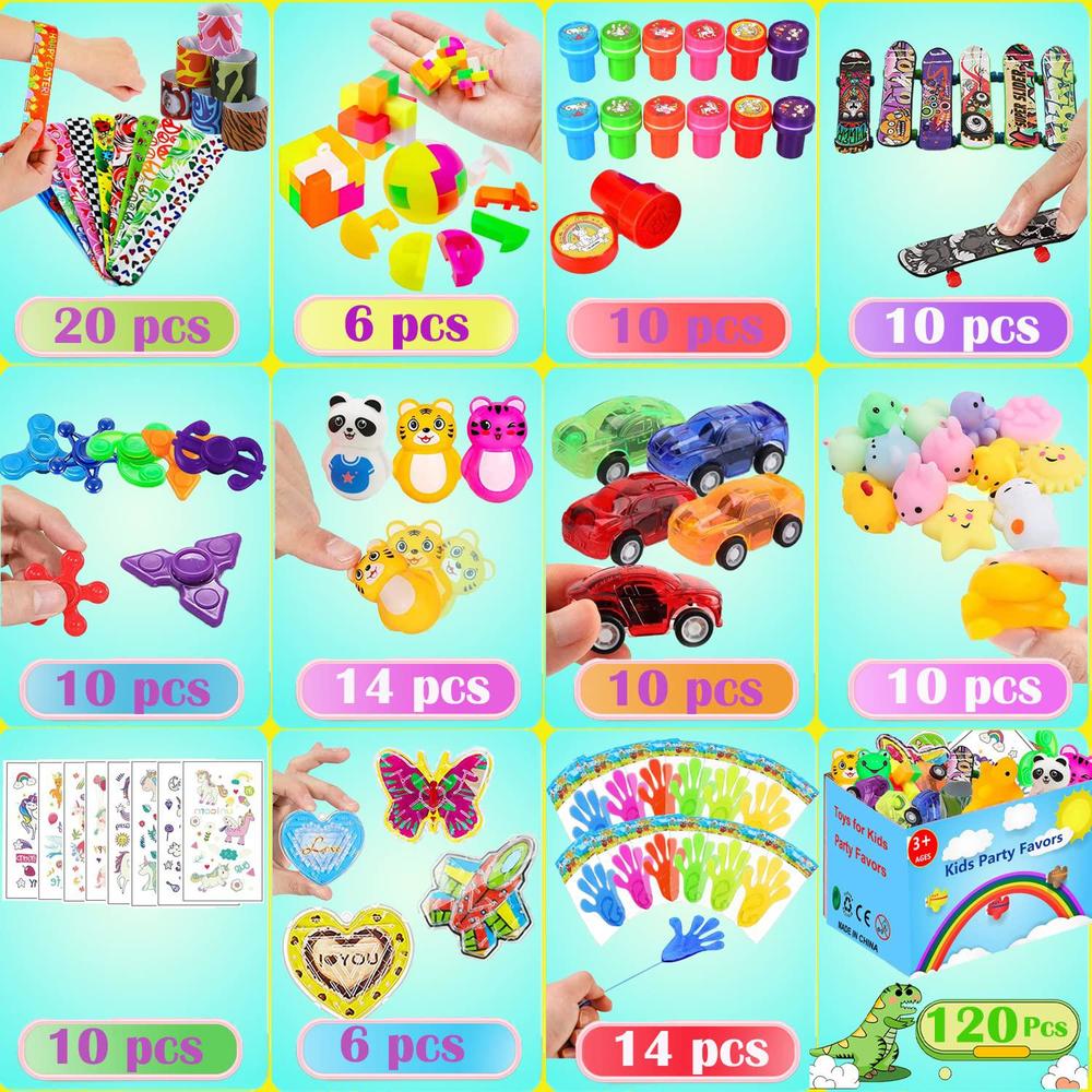 dilycery 120 pcs party favors toy for kids, treasure box toys carnival prizes for classroom school rewards, christmas stocking stuffer