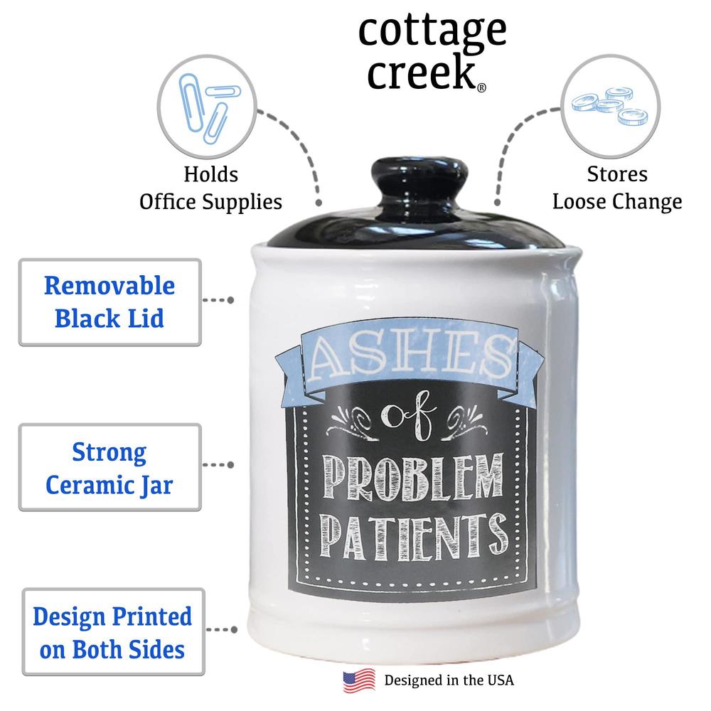 cottage creek ashes of problem patients piggy bank, ceramic candy jar, nurse gifts gift ideas for doctors, dentists, physicia