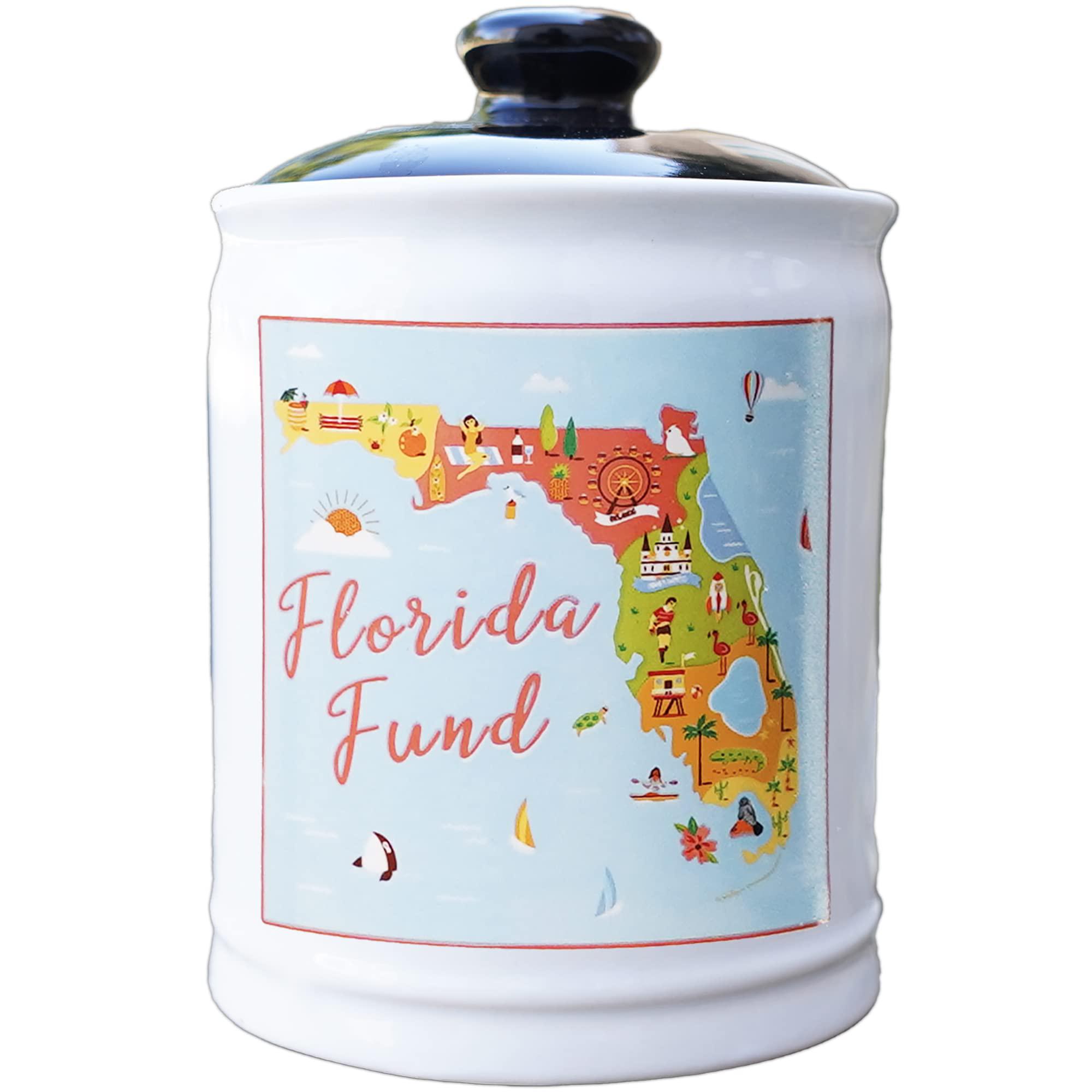 cottage creek florida fund piggy bank, florida vacation candy jar, florida gifts