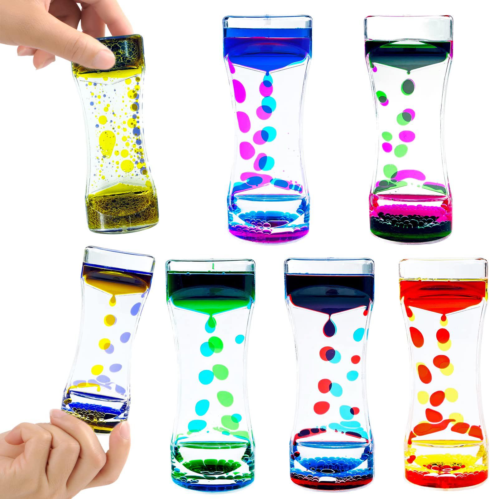 octtn liquid motion bubbler timer set of 6 great desktop liquid timer for fidget toy, rainbow water timer for autism, activit