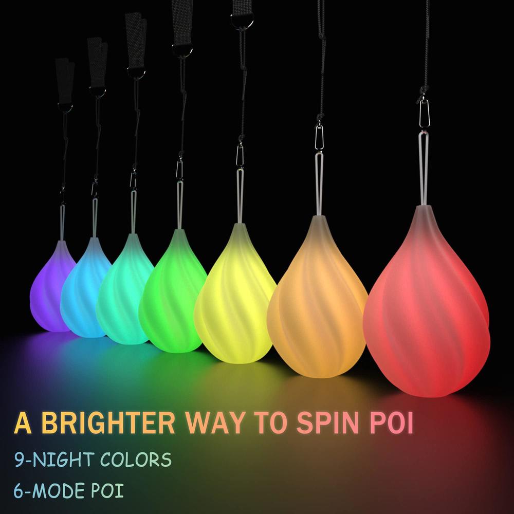 POITOI led poi balls glow balls soft glow poi balls for beginners and professionals rainbow fade and high strobe spinning led glow t