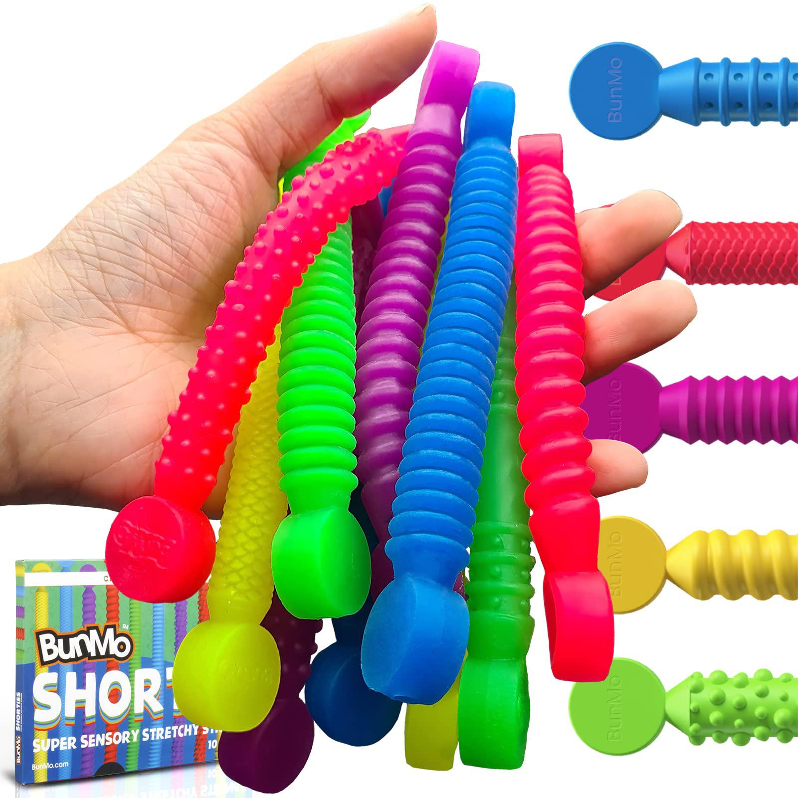 bunmo shorties sensory toys monkey noodles. 10pk short sensory toys for kids 5-7 & sensory toys for kids 8-12. monkey noodles
