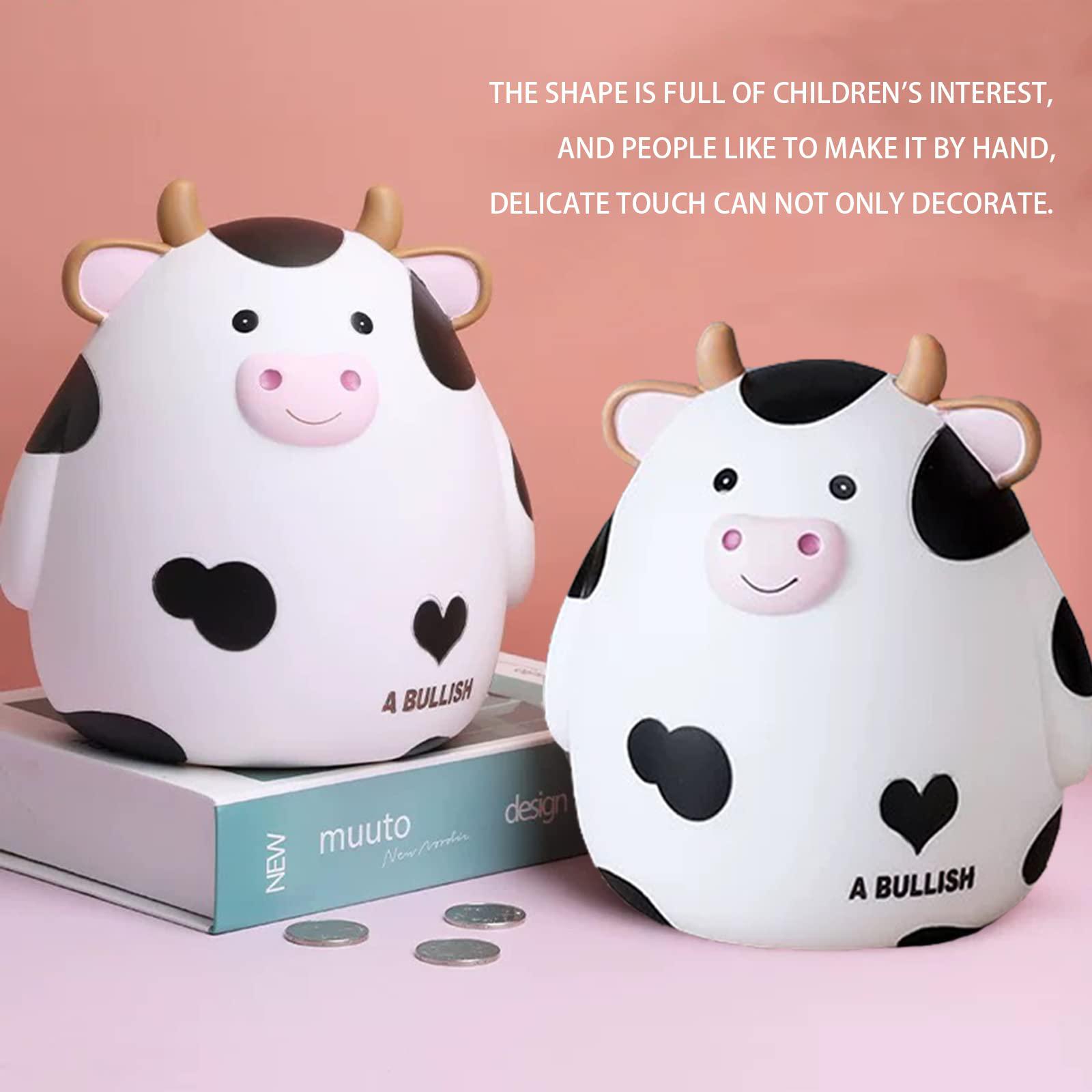 Cevly cow piggy bank, kids coin piggy bank toy, cute animal money bank toys large capacity money piggy banks with opening, plastic 