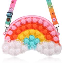 uoyhxq pop purse for girls, rainbow push bubble purse fidget toys, popper fidget purse sensory fidget bag, pop shoulder bag b