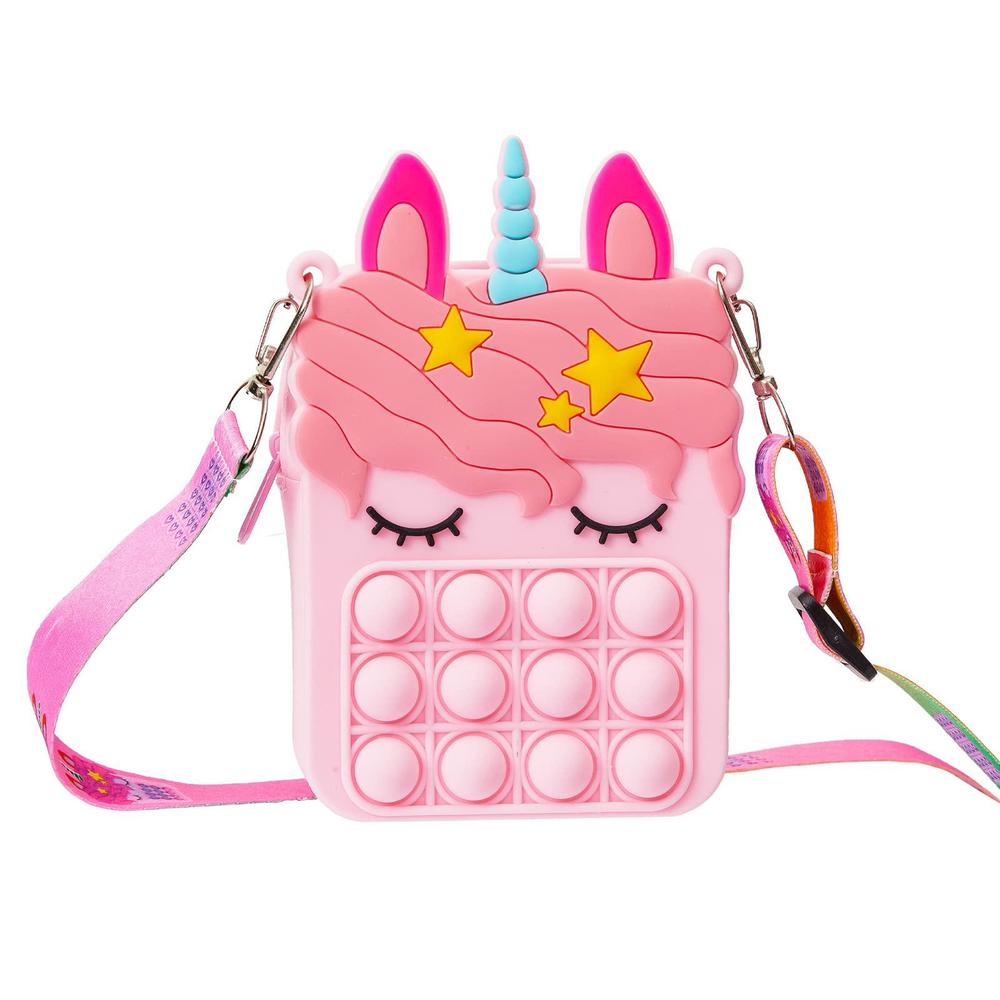 forgreafa pop purse fidget toys for girls, push bubble sensory crossbody shoulder bag, dimple toy kids handbag relieve stress