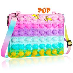 gigilli pop purse fidget toy for girls, rainbow pop coin fidget purse pop shoulder bag, push bubble sensory handbag crossbody