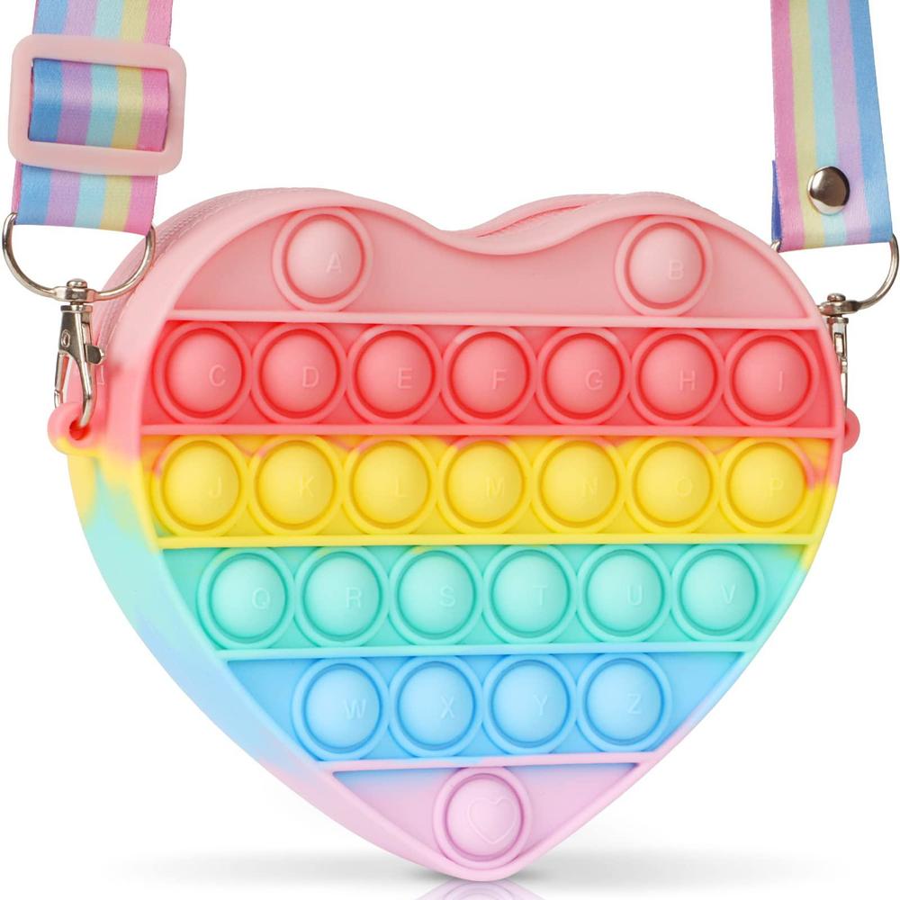 lakdun pop purse for girls crossbody bag heart pop on its shoulder bags fidget purse toys push it bubble relieve stress handbags par
