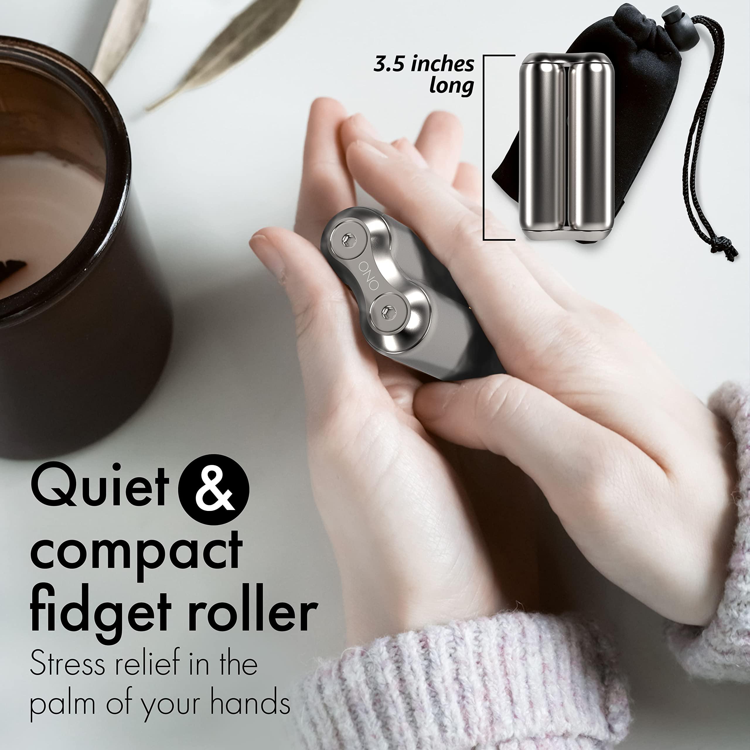 ono roller stainless steel - (the original) handheld fidget toy for adults | relieve stress, anxiety, tension | promotes focu