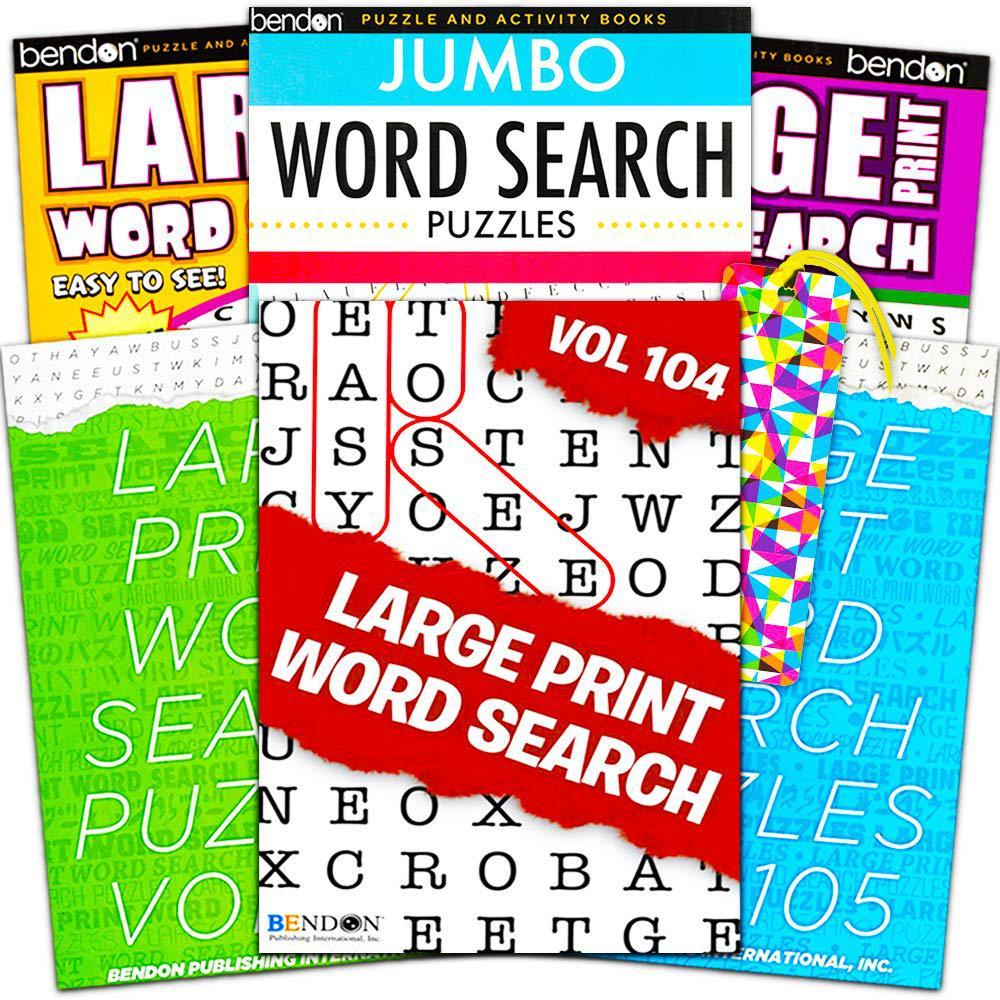 Bendon title large print word search books for adults super set -- 6 jumbo word find puzzle books with large print (over 500 pages t