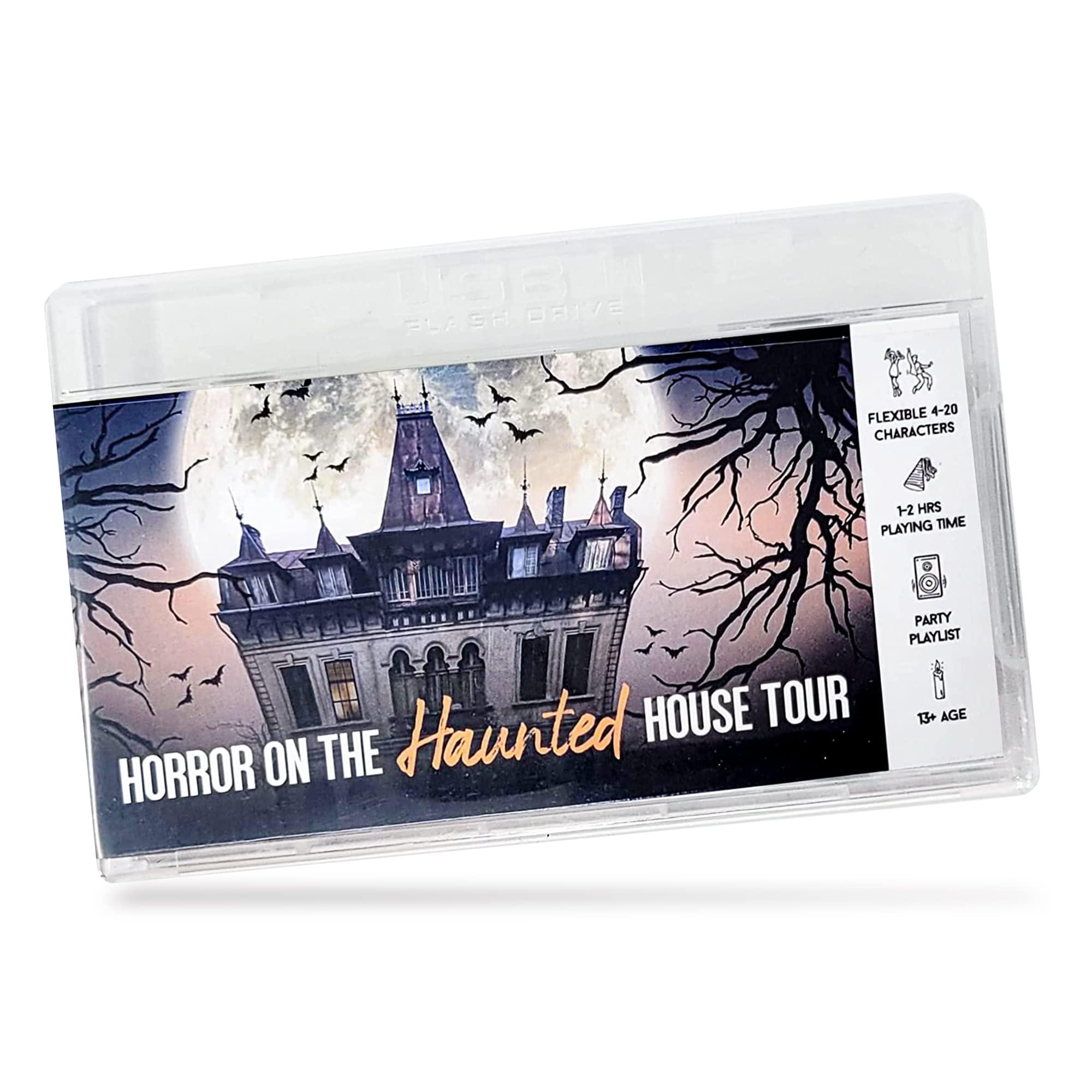 broadway murder mysteries horror on the haunted house tour | murder mystery games | mystery games for ages 13+, in-person & virtual detective game, 4-2