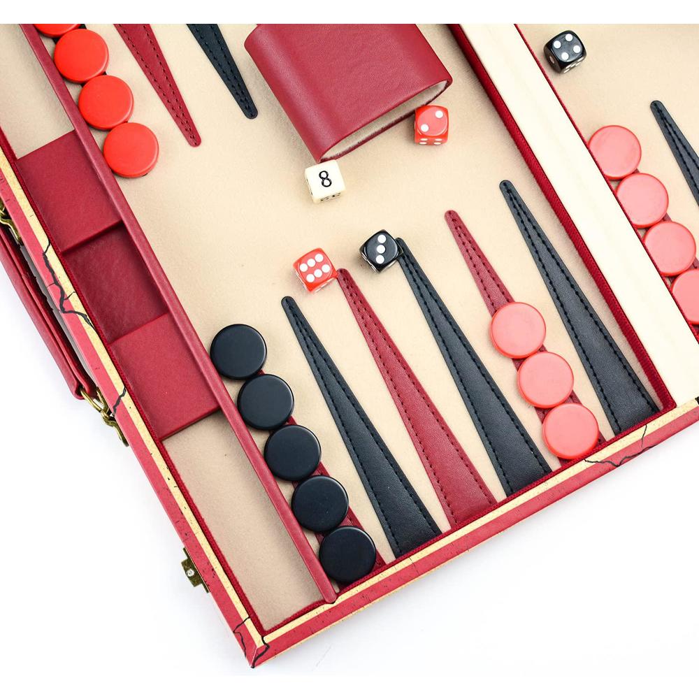Bucher&Rossini backgammon set, classic backgammon board game with vintage american flag design, portable travel strategy backgammon game set