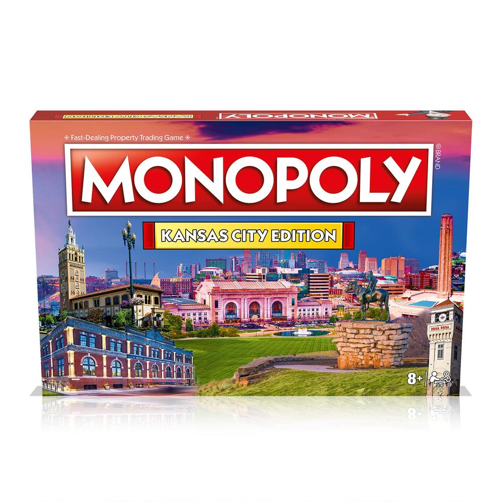 Monopoly kansas city monopoly edition, family board game for 2 to 6 players, board game for kids ages 8 and up
