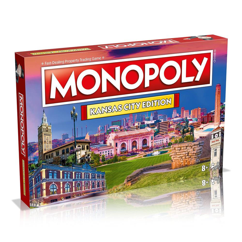 Monopoly kansas city monopoly edition, family board game for 2 to 6 players, board game for kids ages 8 and up