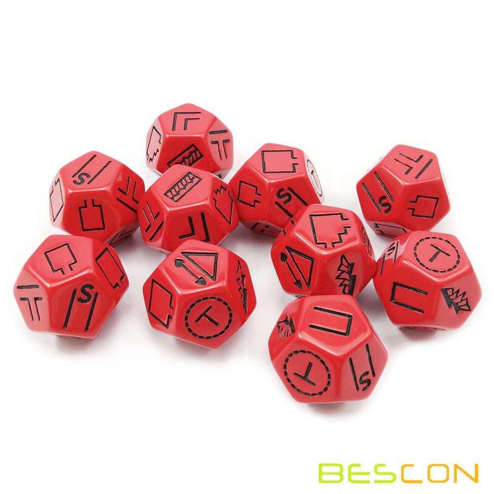 BESCON Dice bescon's dungeon and wilderness terrain, dungeon feature and treasure type dice set, 4 piece proprietary polyhedral rpg dice 