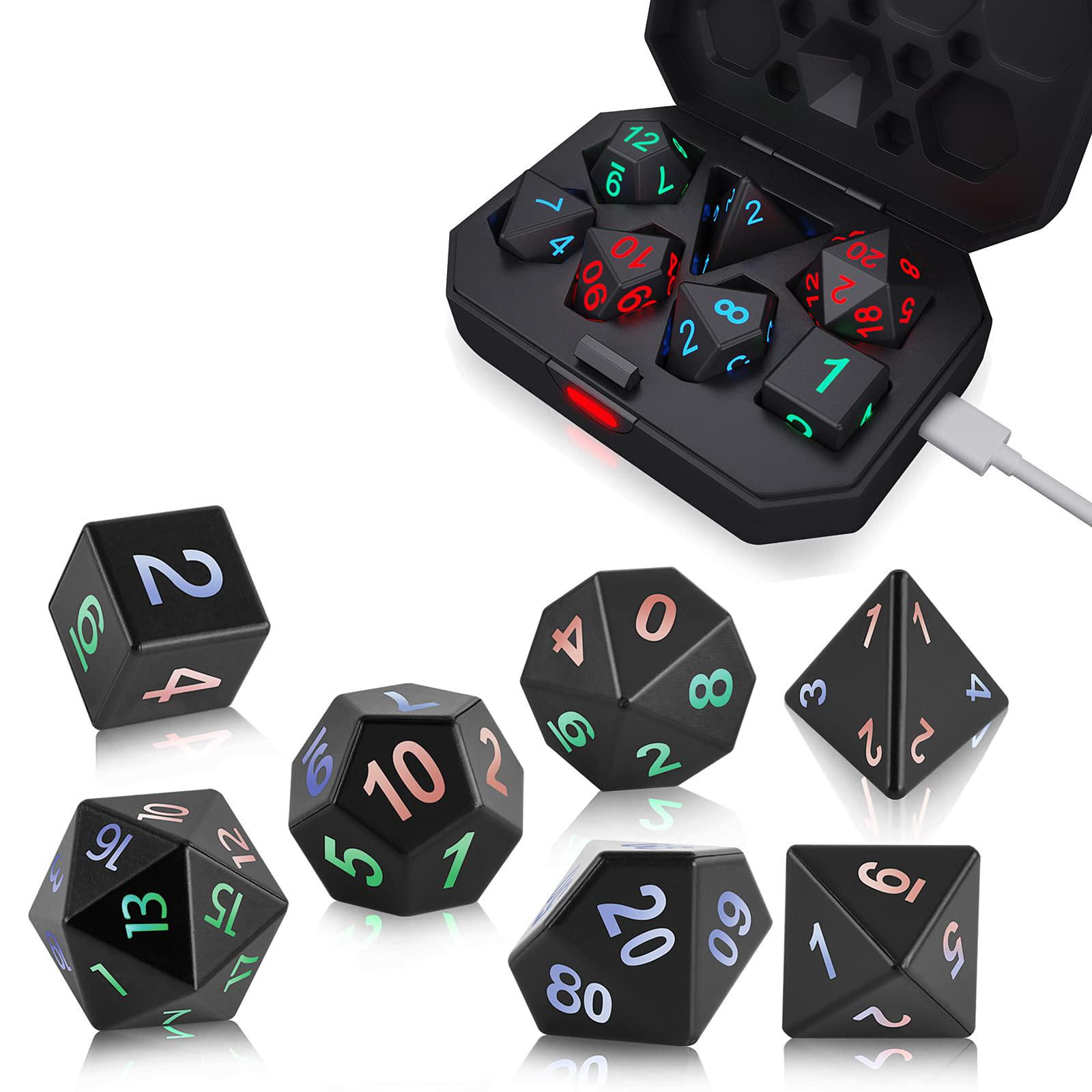 SEEROOTOYS light up dice with charging box, rechargeable electronic