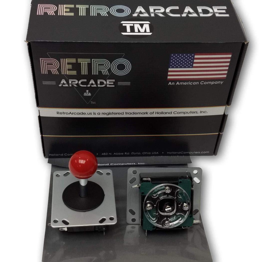 retroarcade.us arcade joystick with red ball - switchable from 8-way to 4-way operation