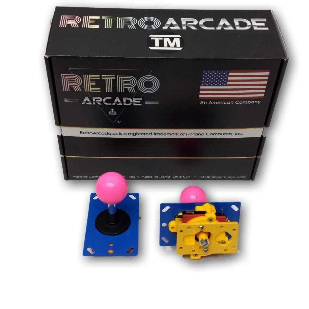 retroarcade.us arcade joystick with pink ball - switchable from 2-way to 4-way to 8-way operation