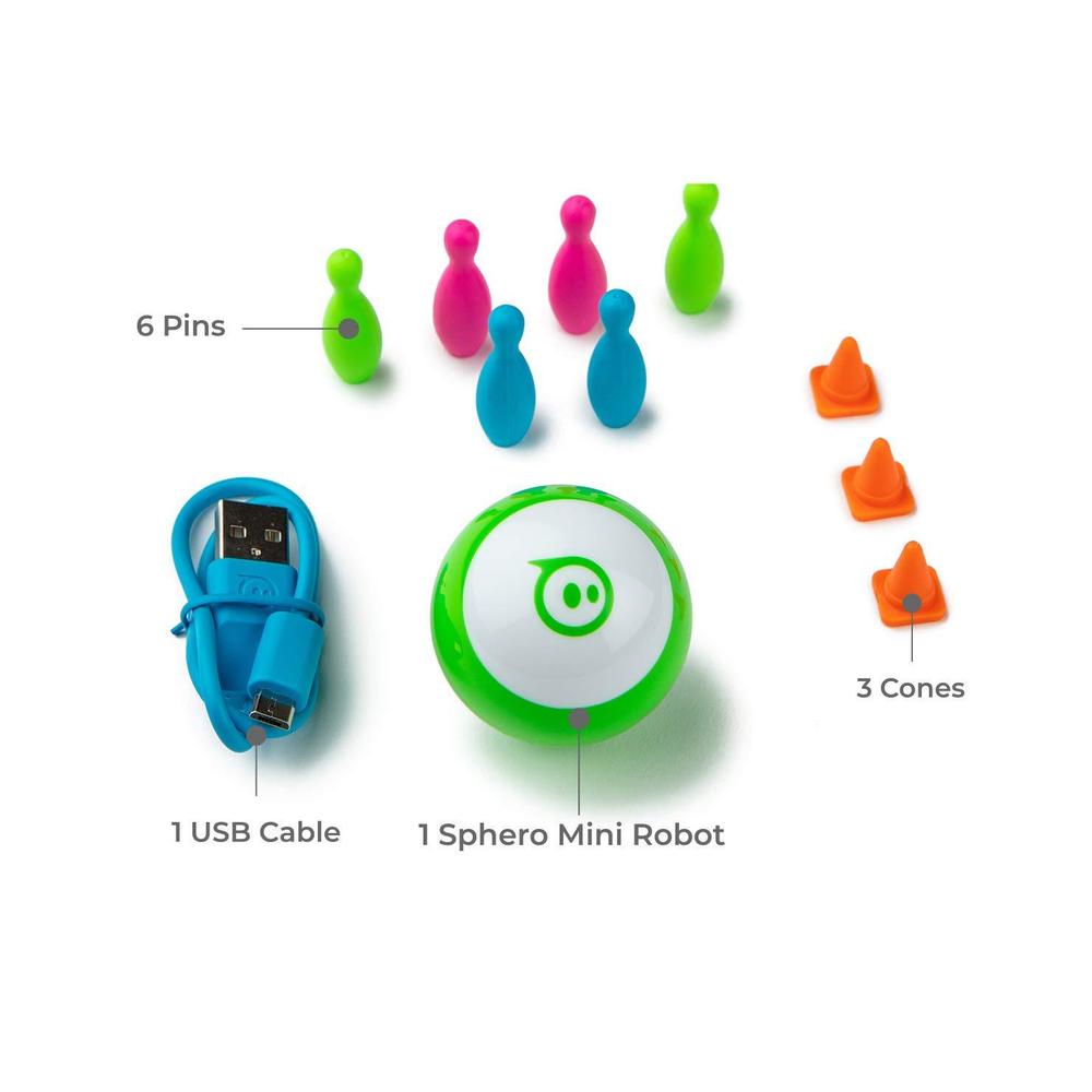 sphero mini (green) app-enabled programmable robot ball - stem educational toy for kids ages 8 & up - drive, game & code with