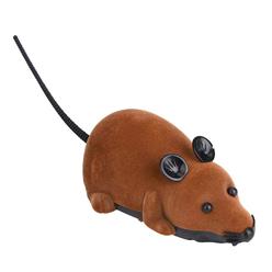 liineparalle electronic remote control wireless mouse toy for cat dog kids funny rat plush toy (brown)