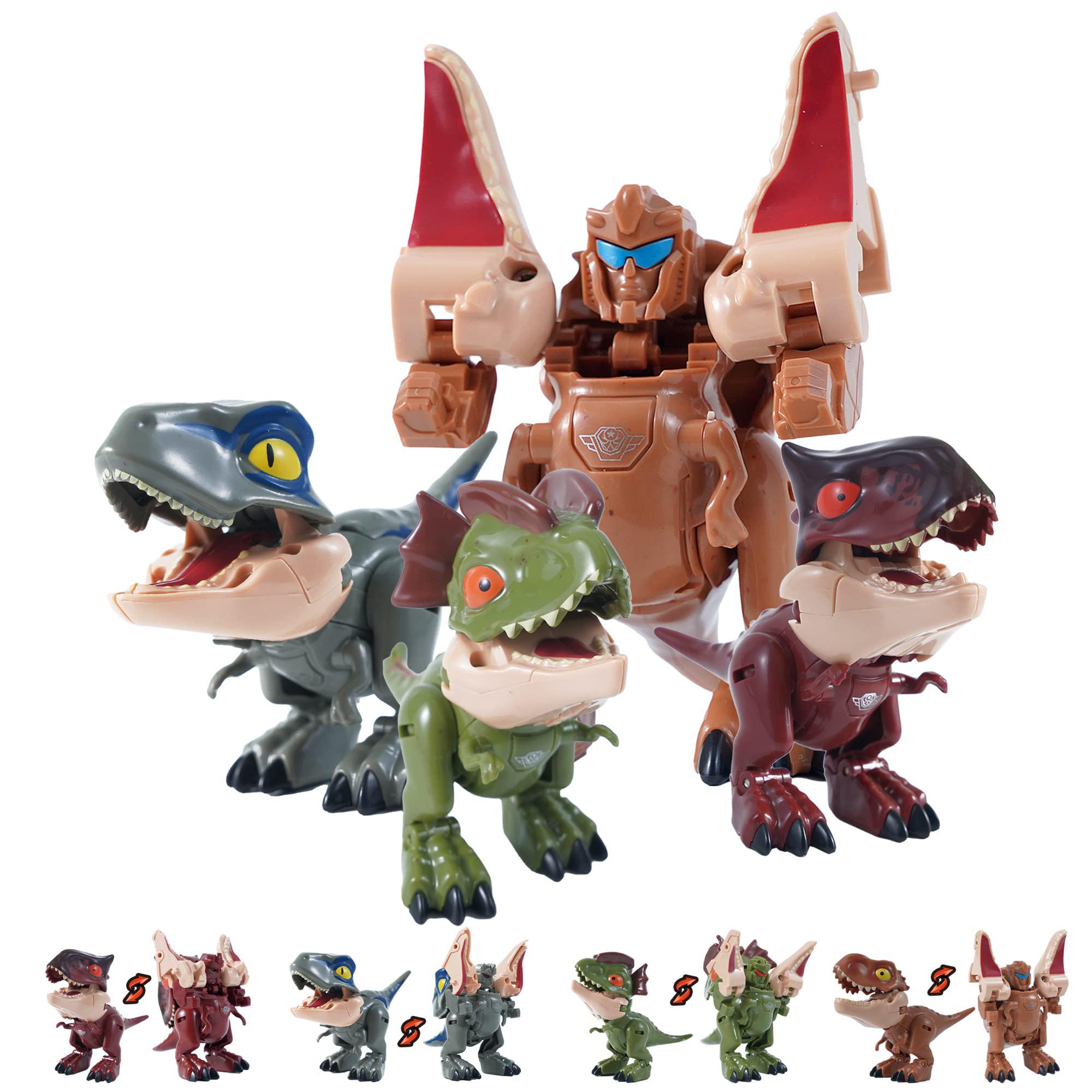 Weelth 2 in 1 small dinosaur transforming robot toys?weelth 4packs dinosaur fun transformed robot toys ,dinosaur figure set transfor