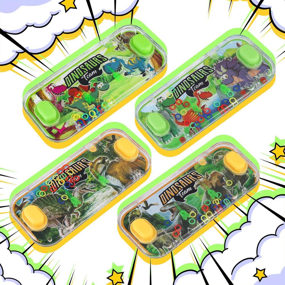 sevenq handheld water games, 4 packs dinosaur theme water toss ring game aqua toy water ring game for kids