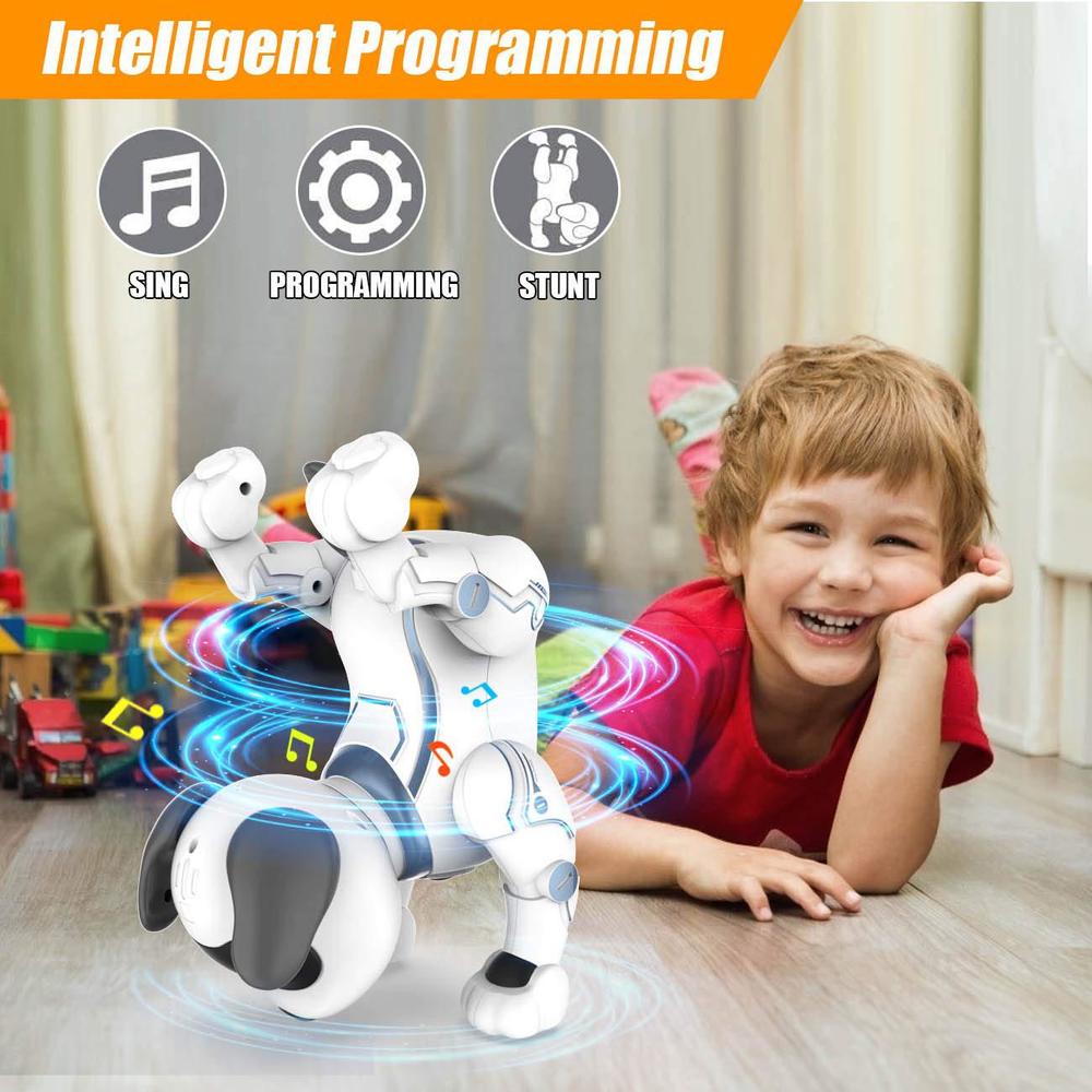 okk robot dog toys for kids, okk remote control robot toys, interactive & smart programmable walking dancing rc dog robot, rechar
