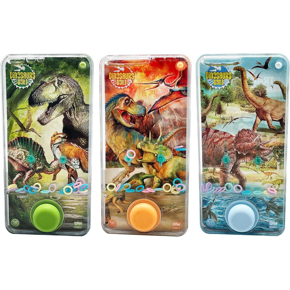 water games handheld water ring toy for kids - 3 pack of dinosaur water ring toss toy, dinohoop