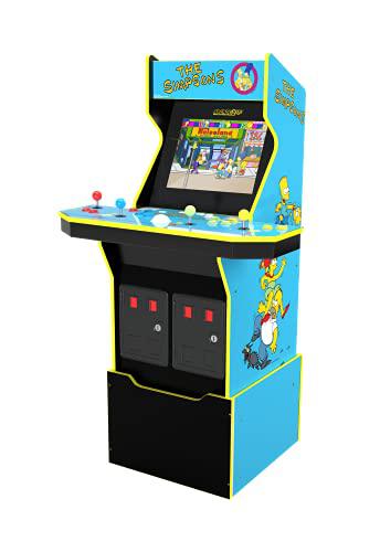 arcade1up the simpsons live arcade cabinet with riser & lit marquee (4 player) blue