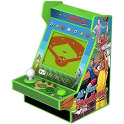 my arcade all star stadium nano player- fully portable mini arcade machine with 207 retro games, 2.4" screen, green, small