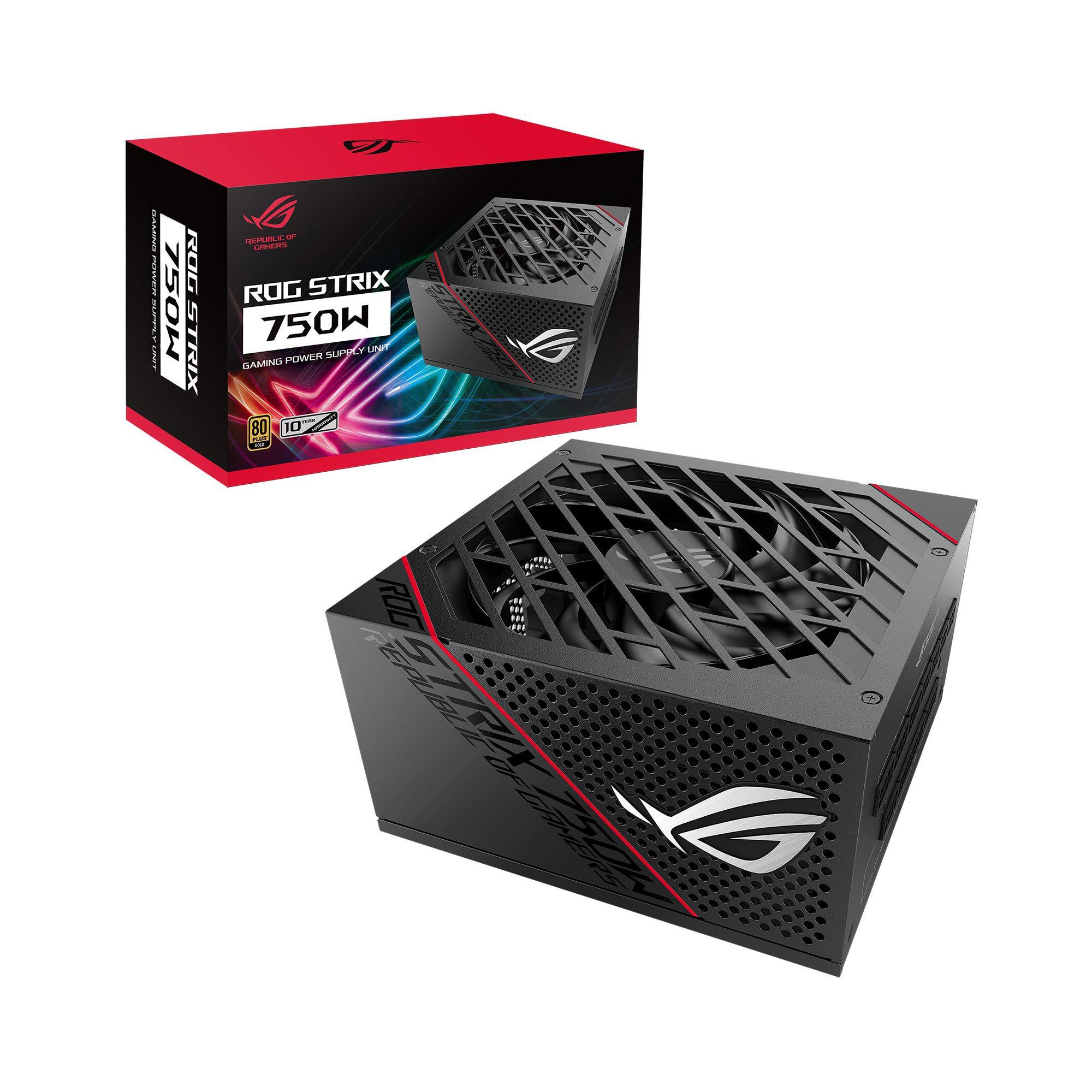 ASUS ROg Strix 750 Fully Modular 80 Plus gold 750W ATX Power Supply with 0dB Axial Tech Fan and 10 Year Warranty