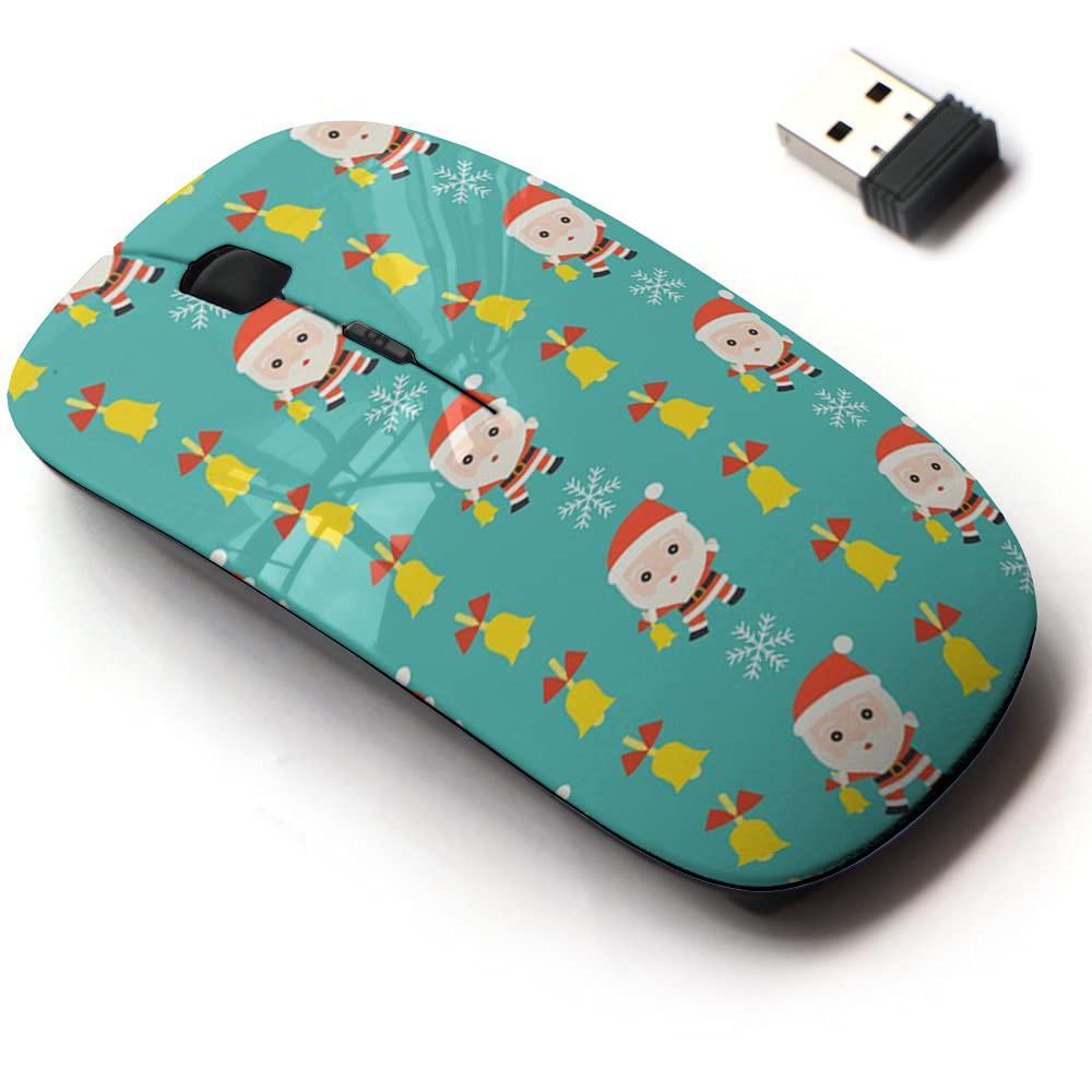cjcbroes 2.4g wireless mouse with cute pattern design for all laptops and desktops with nano receiver - jingle bell santa christmas