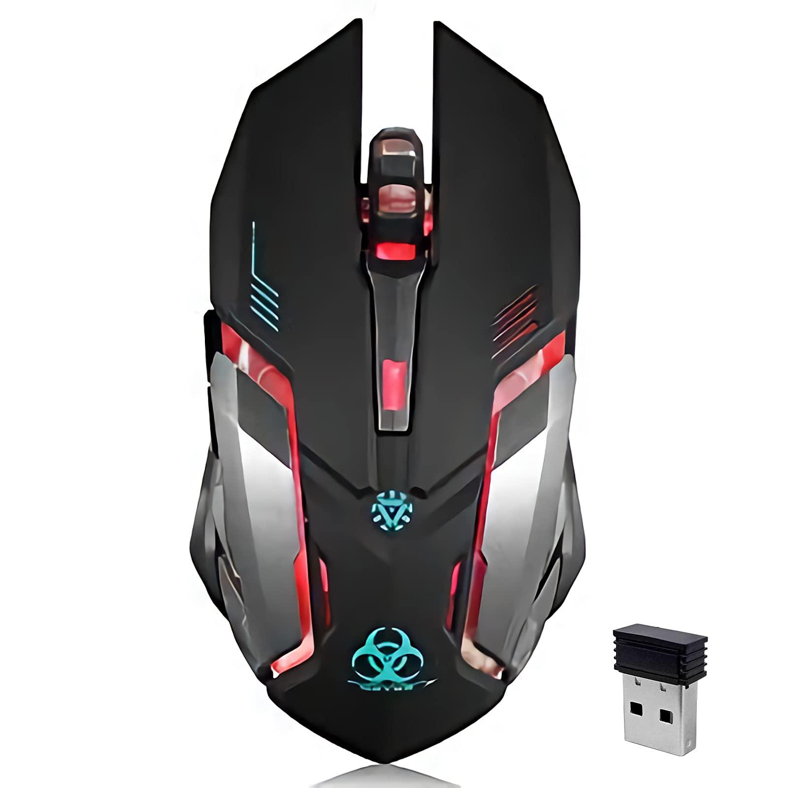 VEGCOO wireless gaming mouse, vegcoo c8 silent click wireless rechargeable mouse with colorful led lights and 3 level dpi 400mah lit