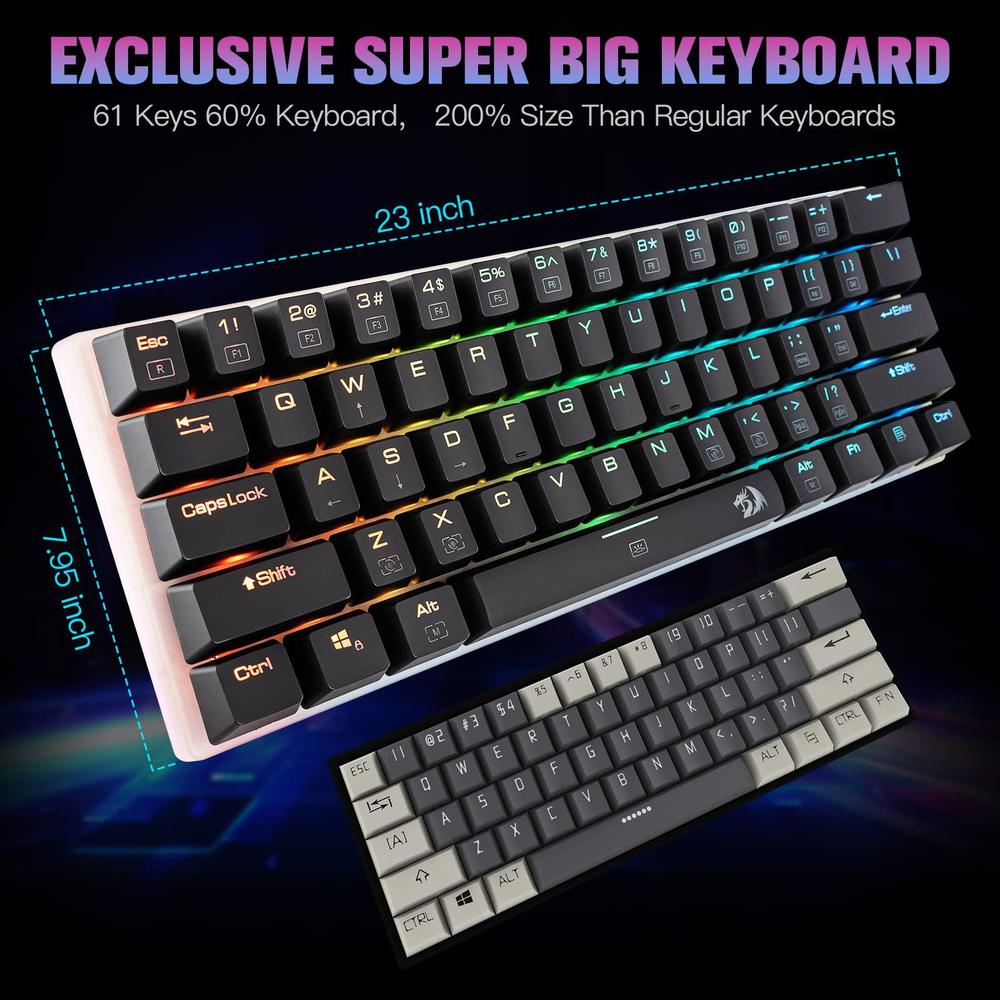 redragon k605 alien giant mechanical gaming keyboard, super big 61 keys ...