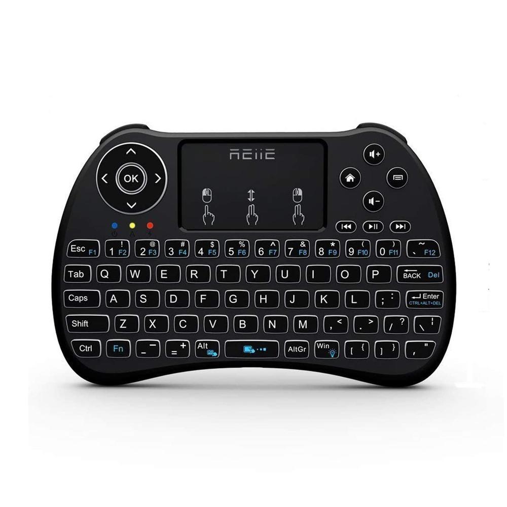 REIIE (backlit version)reiie h9+ backlit wireless mini handheld remote keyboard with touchpad work for pc,raspberry pi 2, pad, smar