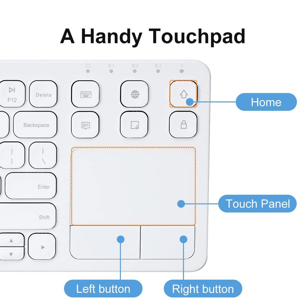 sanwa multi device bluetooth keyboard with touchpad, rechargeable keypad with trackpad for laptop desktop computer pc ipad/ip
