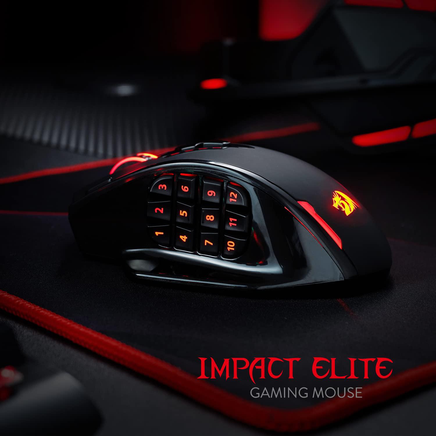 redragon m913 impact elite wireless gaming mouse, 16000 dpi wired/wireless rgb gamer mouse with 16 programmable buttons, 45 h